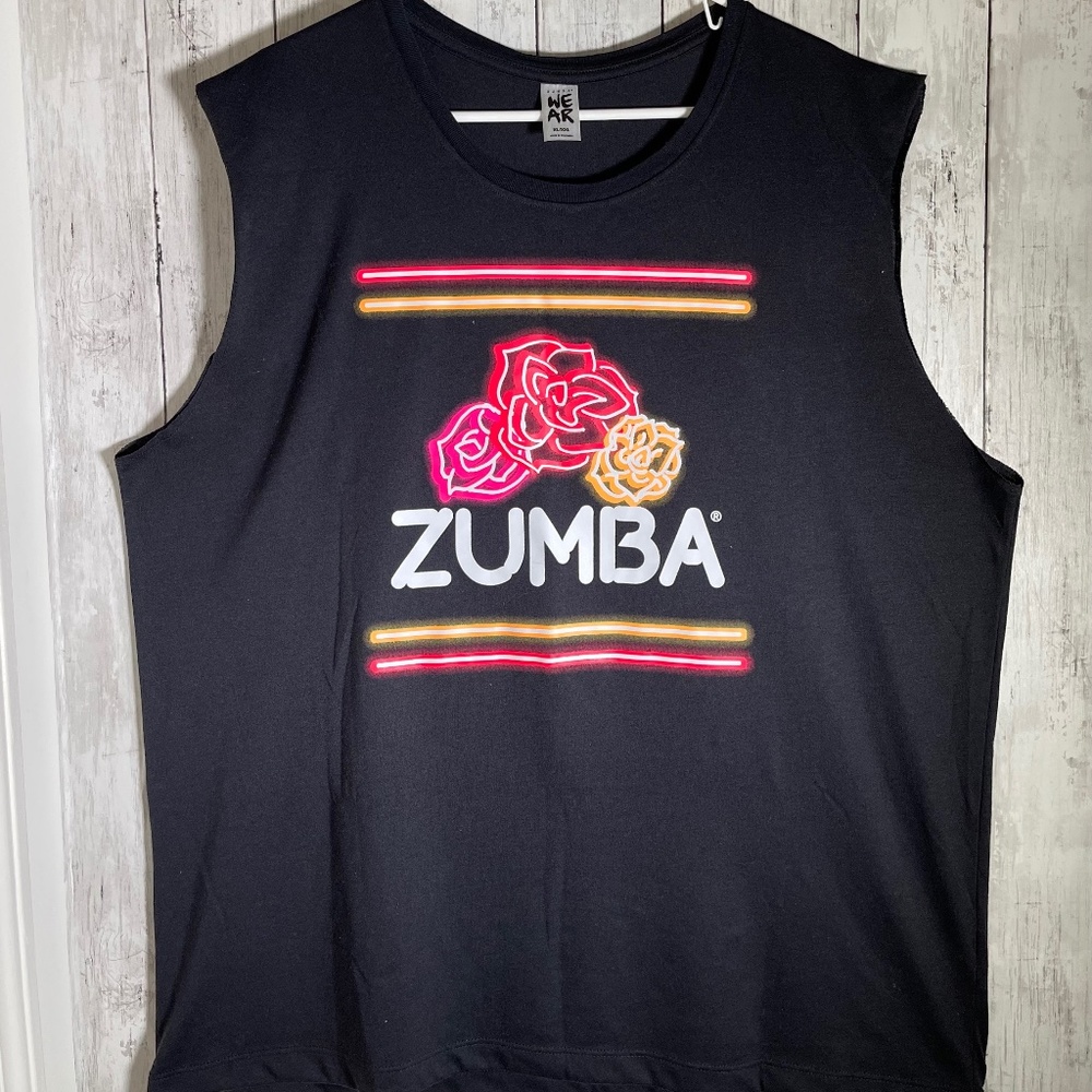 Zumba Men’s Neon Lights Muscle Tank - Bold Black XL/XLL
